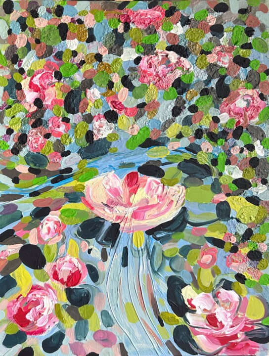 Ζωγραφική με τίτλο "Floral abstract tex…" από Julia Brinkfrau, Αυθεντικά έργα τέχνης, Ακρυλικό