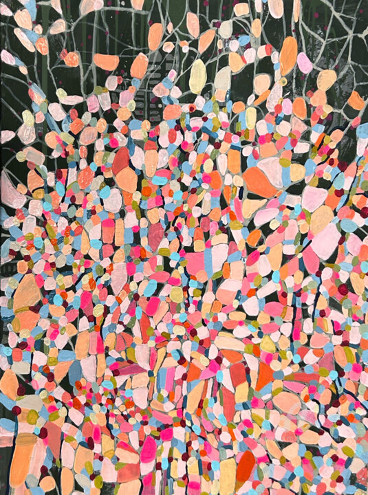 Peinture intitulée "Large peach abstrac…" par Julia Brinkfrau, Œuvre d'art originale, Acrylique
