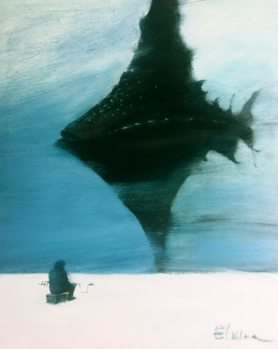 Painting titled "Aquarium" by Julia Elkina, Original Artwork, Oil