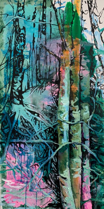 Картина под названием "Encounter" - Julia Hacker, Подлинное произведение искусства, Акрил Установлен на Деревянная рама для…