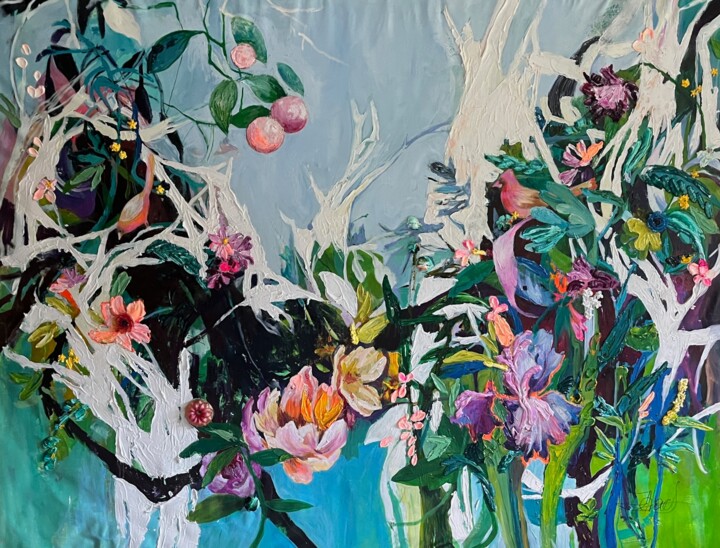 Pintura intitulada "The Secret garden.1" por Julia Hacker, Obras de arte originais, Acrílico