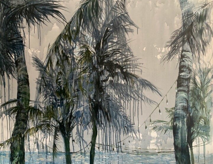 "Palm trees at night" başlıklı Tablo Julia Hacker tarafından, Orijinal sanat, Akrilik