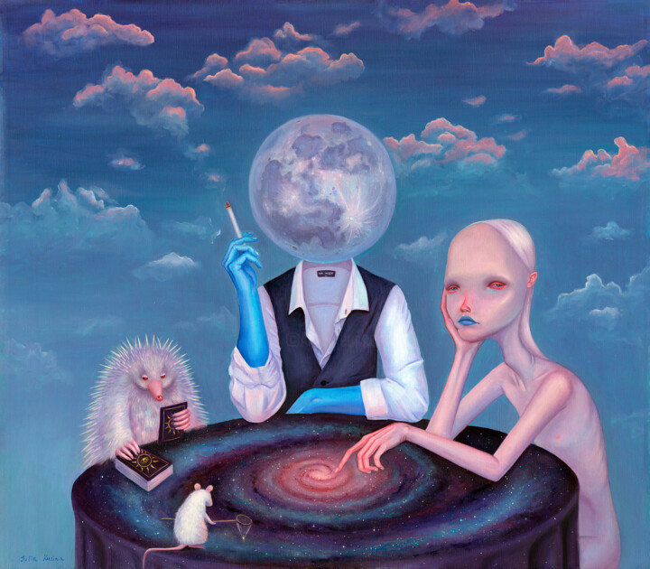 Картина под названием "How are you Mr. Moo…" - Julia Kuzina, Подлинное произведение искусства, Масло