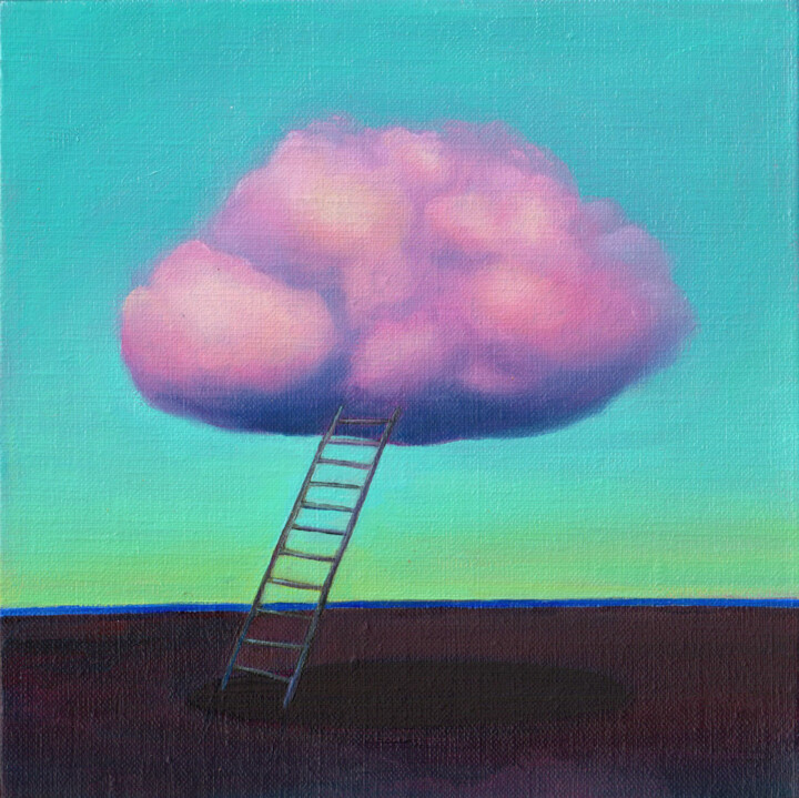 Malarstwo zatytułowany „Pink cloud” autorstwa Julia Kuzina, Oryginalna praca, Olej Zamontowany na Drewniana rama noszy