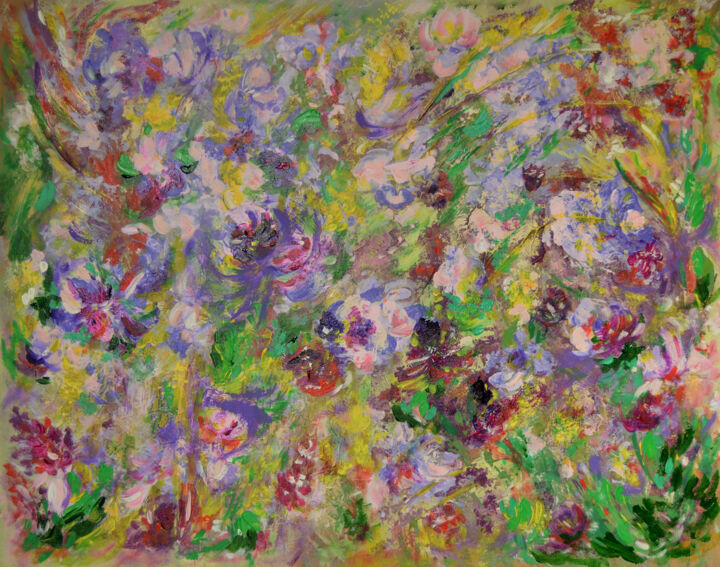 Peinture intitulée "Garden, Contemporar…" par Julia Leon, Œuvre d'art originale, Acrylique Monté sur Châssis en bois