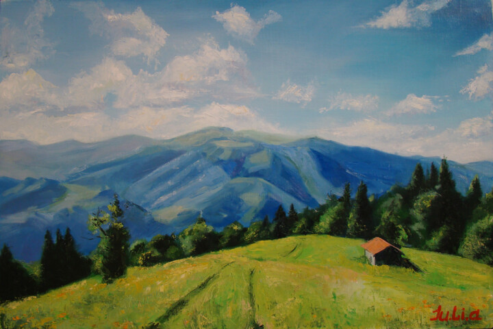 Картина под названием "Native Carpathians.…" - Julia Lihina, Подлинное произведение искусства, Масло