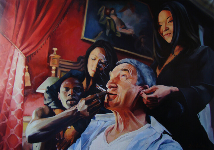 Pittura intitolato "Smoke and enjoy" da Julia Lihina, Opera d'arte originale, Olio Montato su Telaio per barella in legno