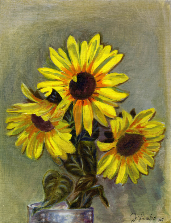 Painting titled "painting-sunflowers…" by Julia Lomba, Original Artwork