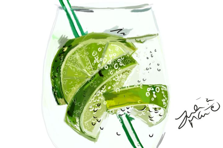 Digitale Künste mit dem Titel "Limetten Cocktail" von Julia Maier, Original-Kunstwerk, Digitale Malerei