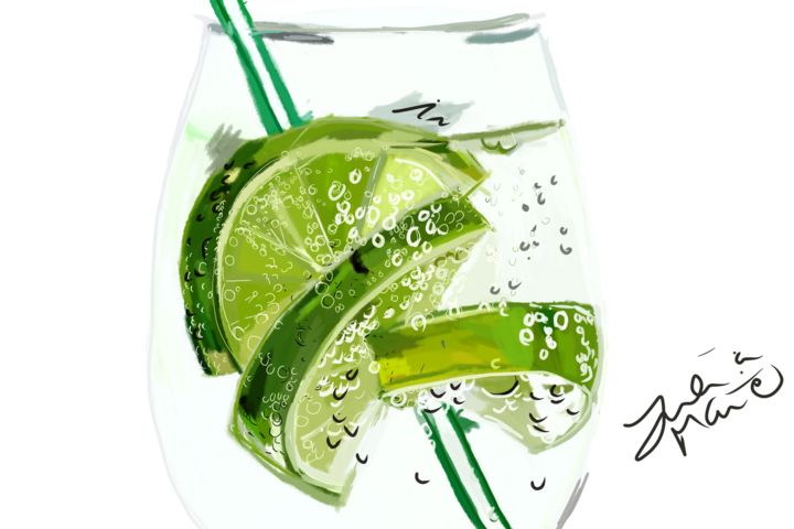 Digital Arts titled "Limetten Cocktail" by Julia Maier, Original Artwork, Digital Painting