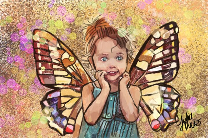 Digitale Kunst mit dem Titel "Kleiner Schmetterli…" von Julia Maier, Original-Kunstwerk, Digitale Malerei