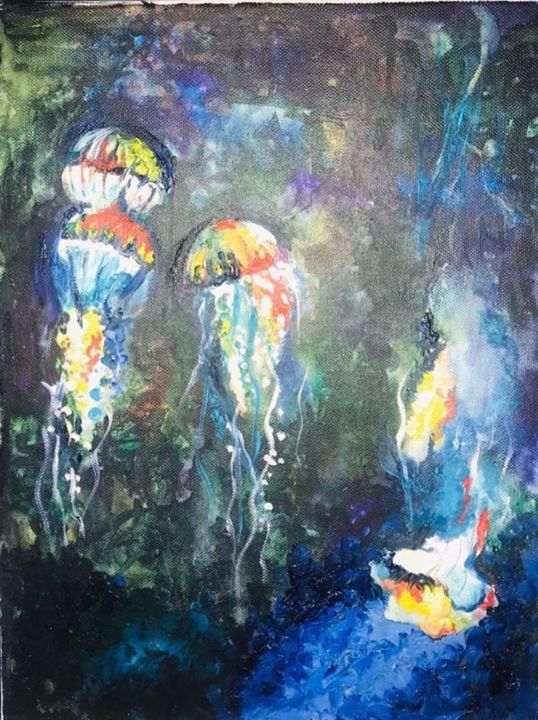 Dessin intitulée "Gellyfish" par Julia Nazarenko, Œuvre d'art originale, Aquarelle