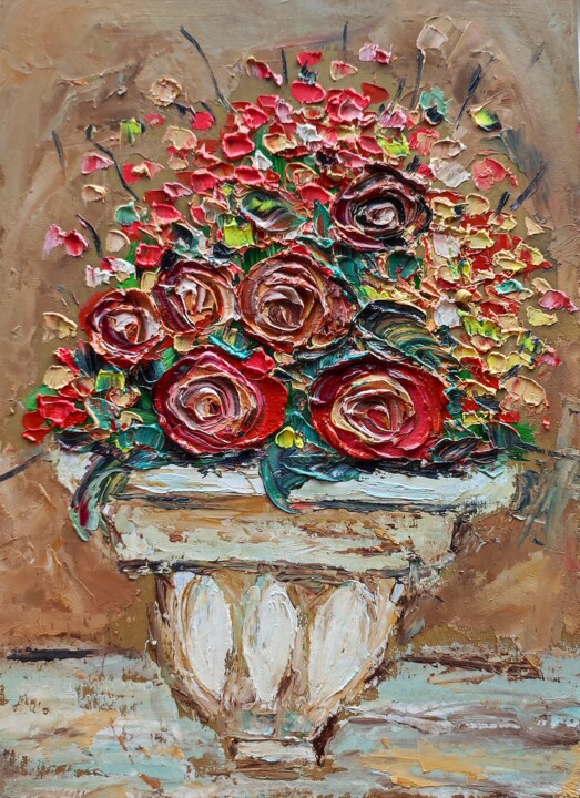 「Abstract flowers ar…」というタイトルの絵画 Julia Ozerovaによって, オリジナルのアートワーク, オイル