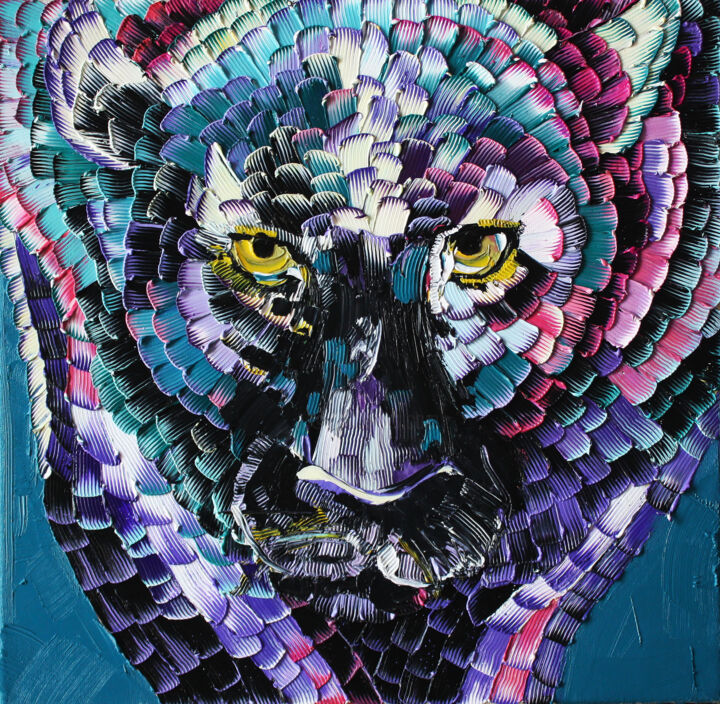 Картина под названием "Panther#1" - Julia Ptl, Подлинное произведение искусства, Масло Установлен на Деревянная рама для нос…