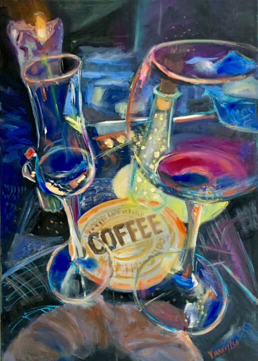 Peinture intitulée "Evening glasses" par Julia Shanaytsa, Œuvre d'art originale, Huile