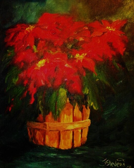 Painting titled "Holiday Cheer" by Julia Stevens, Original Artwork