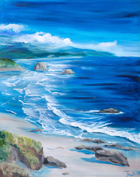 Pintura titulada "Blue ocean" por Julia Valova, Obra de arte original, Oleo