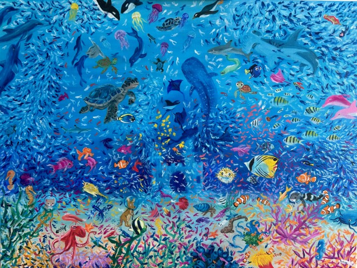 Painting titled "Ocean Bangkok" by Julia Valova, Original Artwork, Acrylic