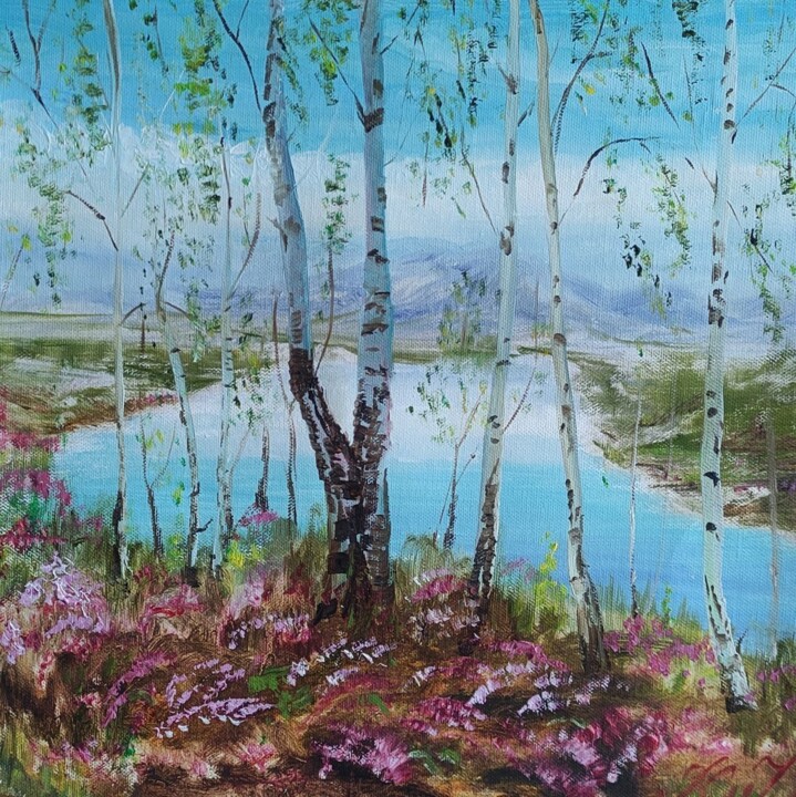 Malerei mit dem Titel "ORIGINAL Spring BIR…" von Julia Vedrina, Original-Kunstwerk, Öl