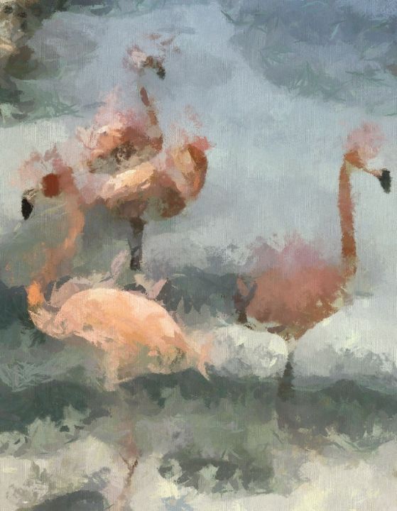 Peinture intitulée "flamingo" par Julia Yaseva, Œuvre d'art originale, Huile