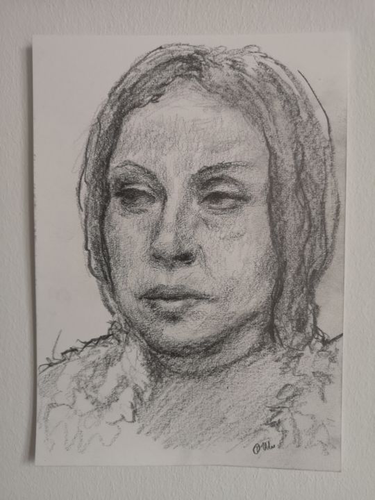 Zeichnungen mit dem Titel "Portrait of a woman" von Julia Anna Ulman, Original-Kunstwerk, Bleistift