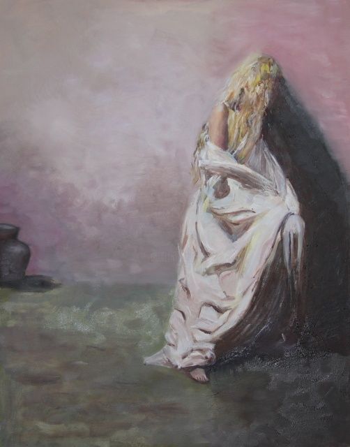 Malerei mit dem Titel "Girl in white" von Julia Dero, Original-Kunstwerk