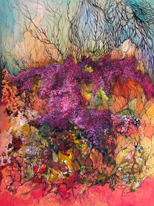 Painting titled "Lilac" by Julia Filipchuk, Original Artwork, Acrylic