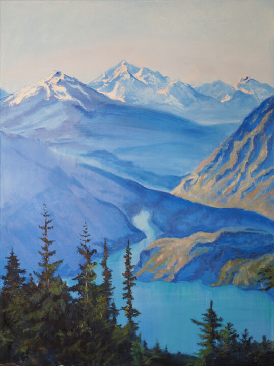 Painting titled "Mountain Original P…" by Julia Good, Original Artwork, Oil