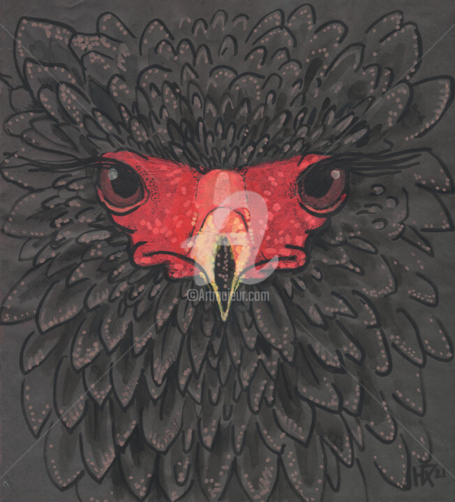 Collages intitulée "Bateleur Eagle, Pap…" par Julia Khoroshikh, Œuvre d'art originale, Collages