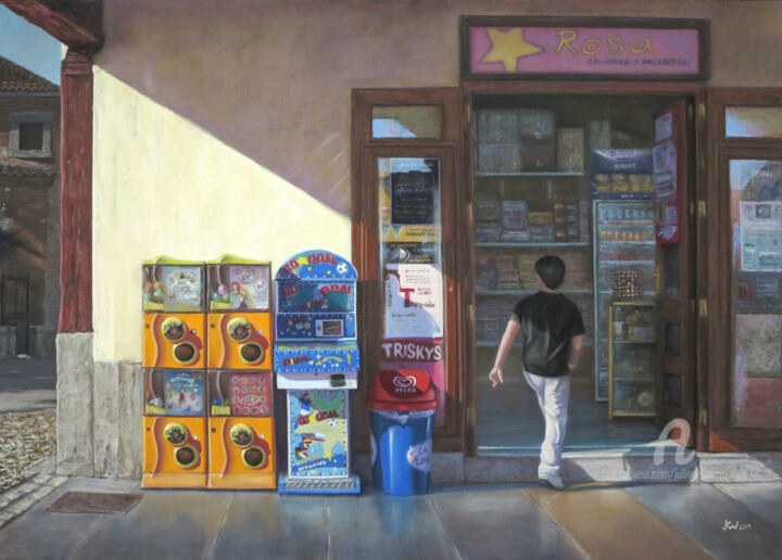 Painting titled "La tienda de Golosi…" by Julian Garcia-Viso, Original Artwork, Pastel