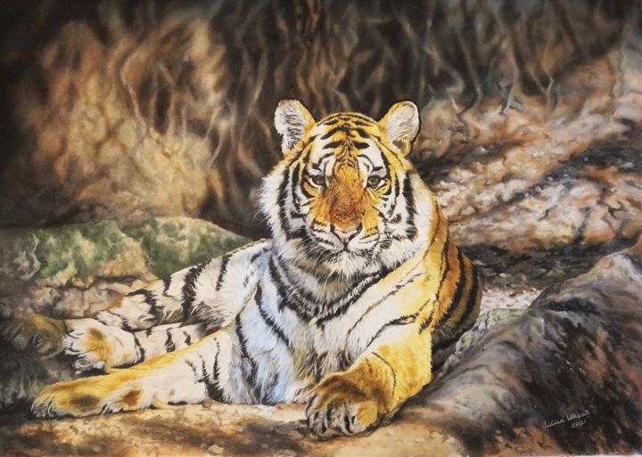 Painting titled "Royal Bengal Tiger…" by Julian Wheat, Original Artwork, Acrylic