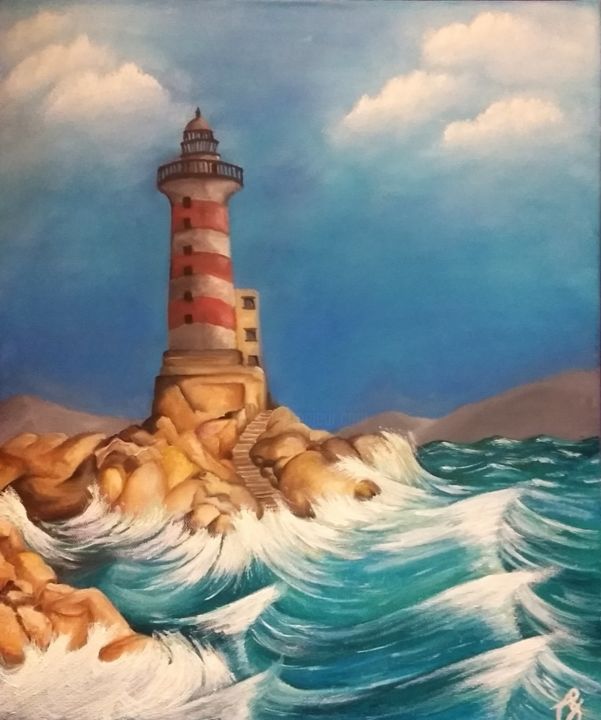 Pintura intitulada "Farol" por Juliana Calu, Obras de arte originais, Óleo