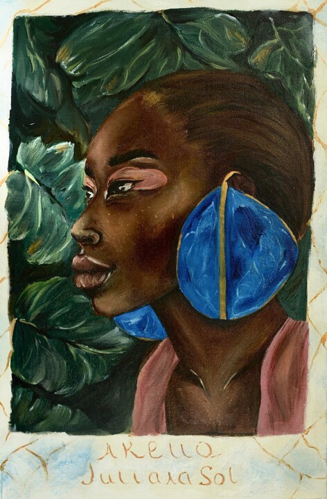 Painting titled "Akella" by Juliana Sol, Original Artwork, Oil Mounted on Wood Stretcher frame