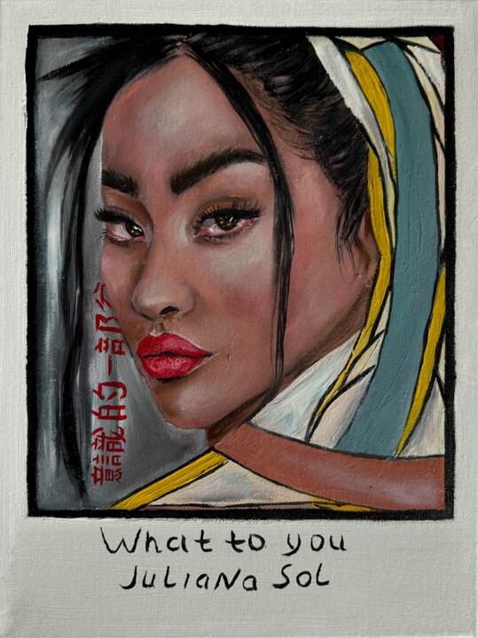 Painting titled "What to you" by Juliana Sol, Original Artwork, Oil Mounted on Wood Stretcher frame