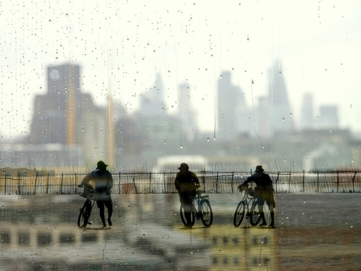 Fotografia intitulada "Three cyclists" por Juliana Vasquez, Obras de arte originais, Fotografia Manipulada