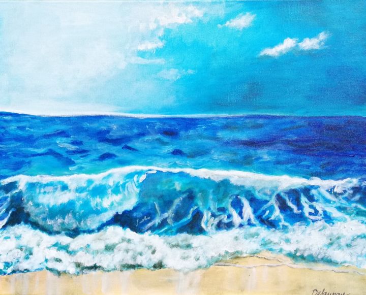 Peinture intitulée "Mer bleue" par Juliane Delaunay, Œuvre d'art originale, Acrylique