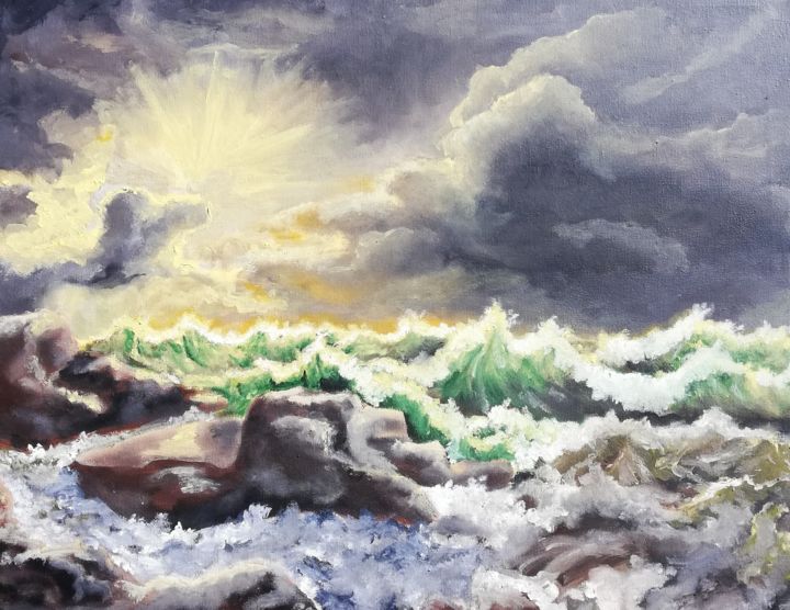 Peinture intitulée "Rayon de soleil" par Juliane Delaunay, Œuvre d'art originale, Huile