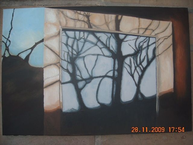Painting titled "Shadow trees" by Tricia Julian, Original Artwork