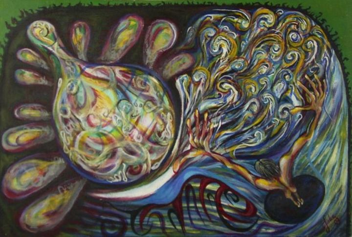Peinture intitulée "Big Bang" par Julia Silk, Œuvre d'art originale