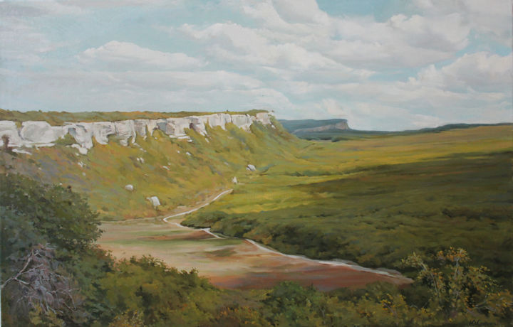 Painting titled ""Солнце в горах"" by Julia Sokolik, Original Art, Oil