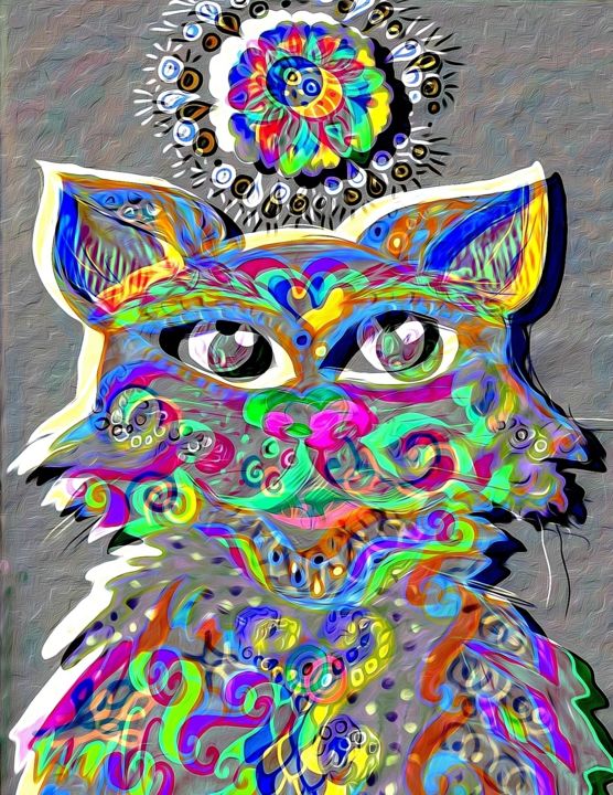 Arts numériques intitulée "кот" par Iulia Shepilova, Œuvre d'art originale, Travail numérique 2D