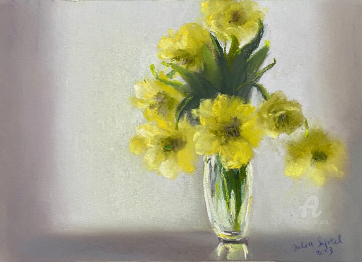 Pintura intitulada "Dreamy yellows" por Julia Suptel, Obras de arte originais, Pastel
