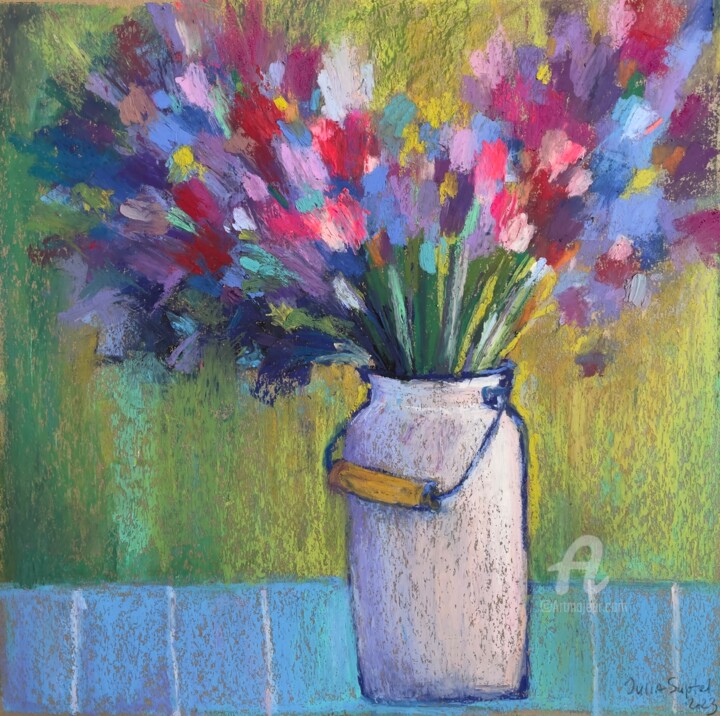 Painting titled "Flowers for you" by Julia Suptel, Original Artwork, Pastel