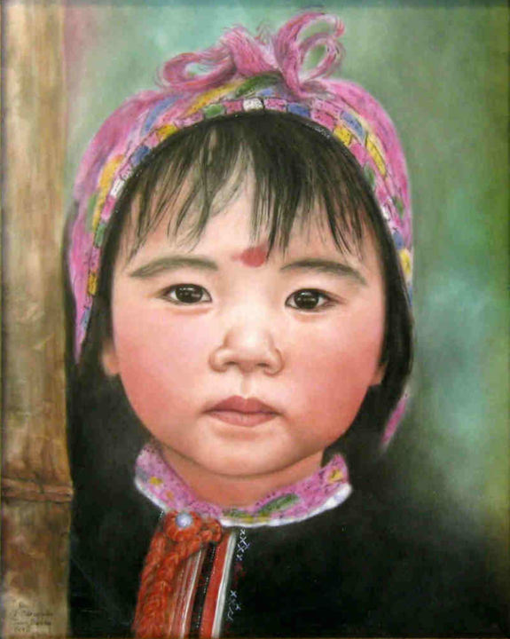 Painting titled ""Bai Girl" porcelai…" by Julia Sweda, Original Artwork, Oil