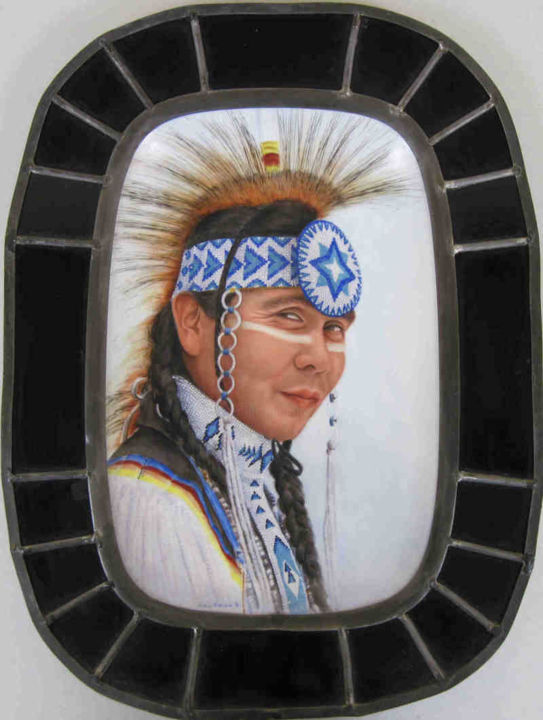 Native American Ceremonial Hoop R, Native American Tile Art