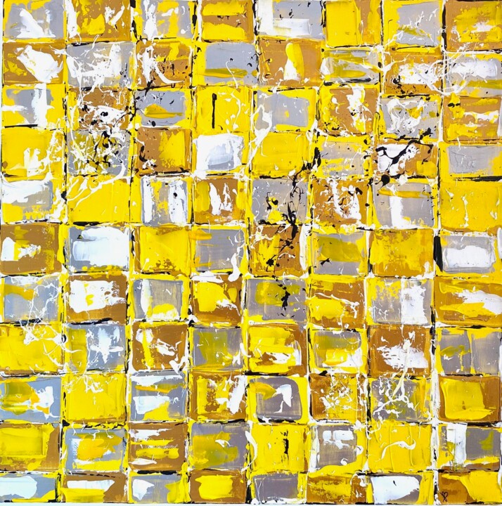 Pintura titulada "Yellow Blocks" por Julie Boulet, Obra de arte original, Acrílico Montado en Bastidor de camilla de madera
