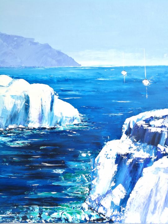 Peinture intitulée "Blue Ice" par Julie Déchery, Œuvre d'art originale, Acrylique