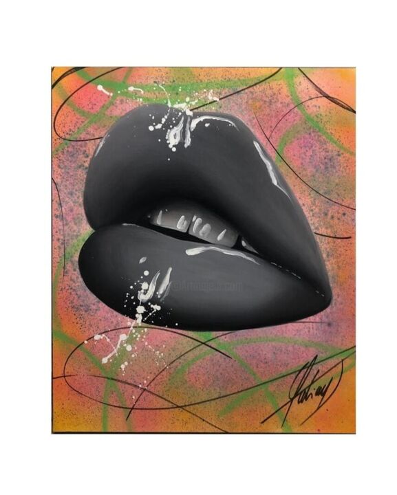 "Black Lips" başlıklı Tablo Julie Galiay tarafından, Orijinal sanat, Akrilik Ahşap Sedye çerçevesi üzerine monte edilmiş