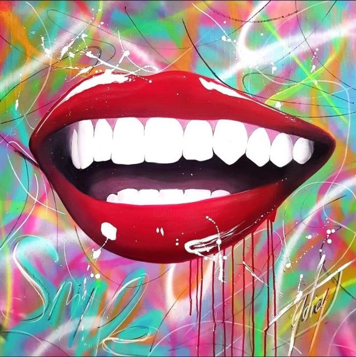 Malerei mit dem Titel "Smile 2" von Julie Galiay, Original-Kunstwerk, Acryl