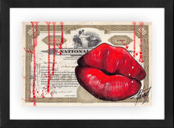 Painting titled "Red Kiss" by Julie Galiay, Original Artwork, Acrylic